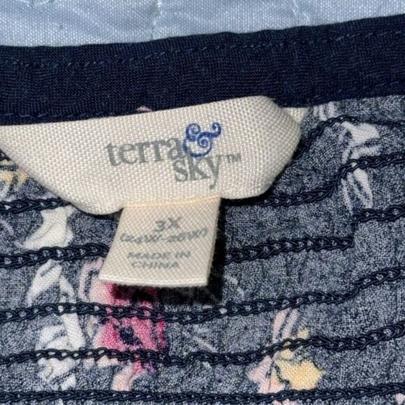 Terra & Sky Womens Plus Size 3X Floral Smocked Midi Dress With Ruffle Sleeves - - Picture 5 of 8